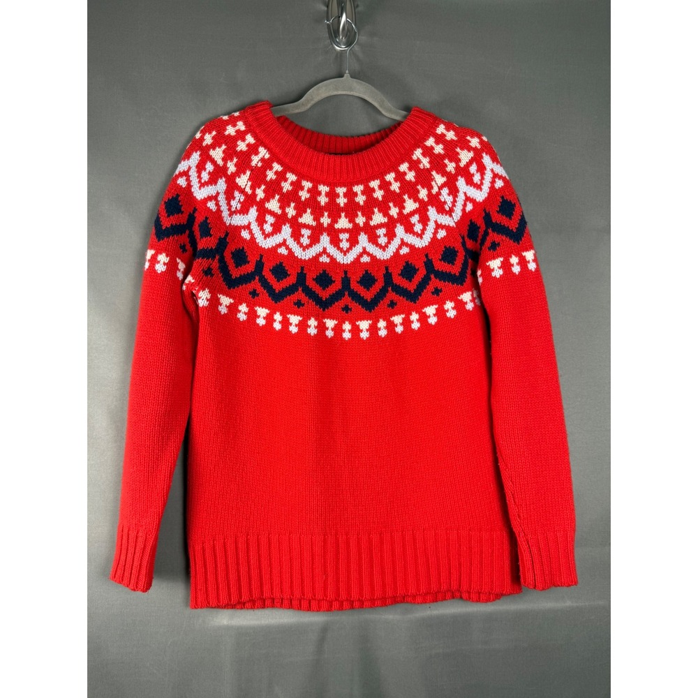 J.Crew Sweater Womens Small Red Fair Isle Merino Wool Blend Pullover